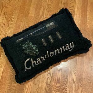 Pillow Handmade Wool Tapestry Vineyards Chardonnay 17 X 26 Black Fringe #ES